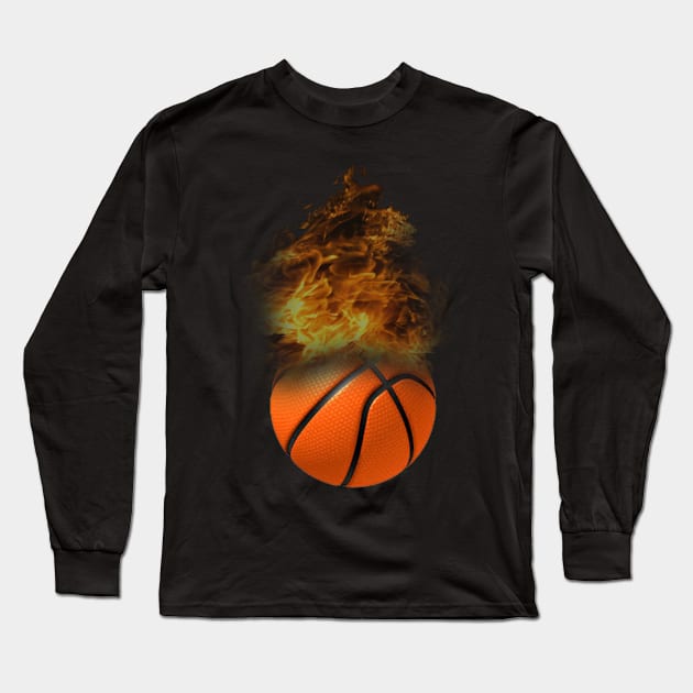 Fire Basketball Long Sleeve T-Shirt by Skymann